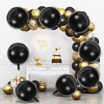 8 Pcs Black Round Foil Balloons 22 Inch 4D Black Mylar Orbz Round Balloons - Image 2