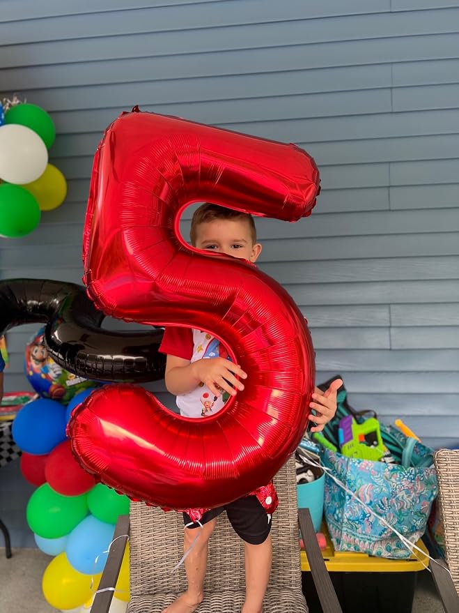 40 inch Number Balloon 0-9 Red Large Number 5 Balloons, Digital Balloons - Image 3