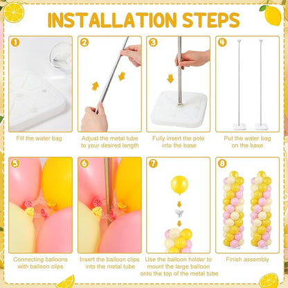 Skylety Lemon Balloon Column Stand Kit, 2 Sets 6.5 Ft Adjustable Balloon Tower - Image 3
