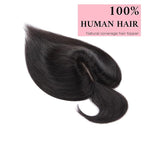 SEGO 100% Real Human Hair Toppers, with Air Bangs, Silk Base 150% Density, Clip in Topper, 2.7”x5.1”, HairPieces for Women, with Thinning/Hair Loss Cover Gray