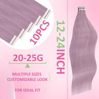 YoungSee Purple Tape in Human Hair Extensions Lavender Human Hair Tape in Extensions Light Purple Tape Extension Remy Hair 16In 10pcs Invisible Tape-ins Extension Colorful 25g For Diy