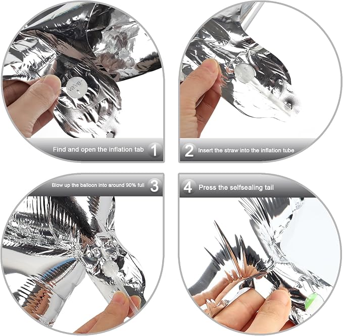 Silver Number 5 Balloon 40 inch, Balloon numbers party supplies, deco photo - Image 3