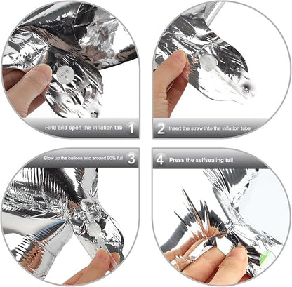 Silver Number 4 Balloon 40 inch, Balloon numbers party supplies, deco photo - Image 3