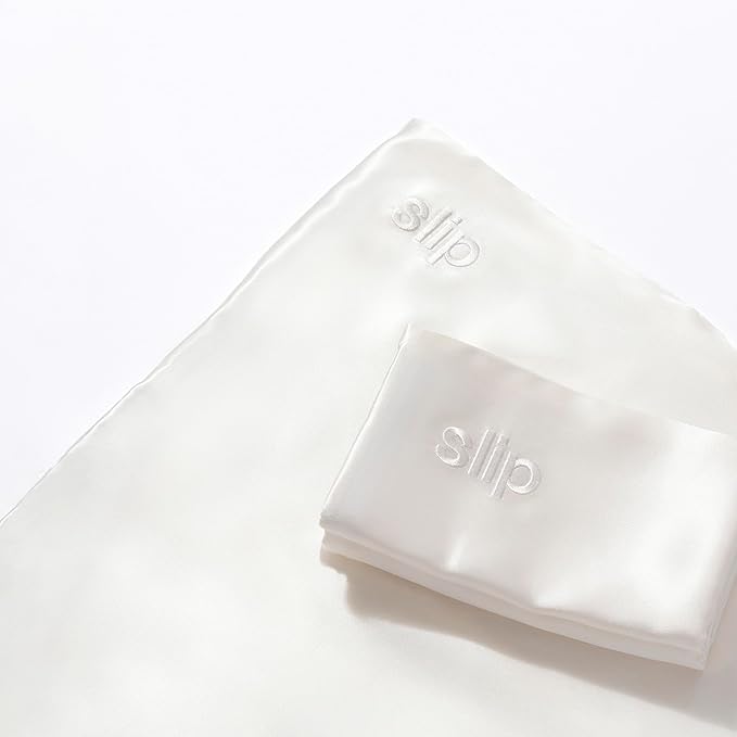 slip The Original King Silk Pillow Case Duo - 100% Pure 22 Momme Mulberry Silk - King Standard Size - Anti-BedHead, Anti-Sleep Crease, White (20" x 36")