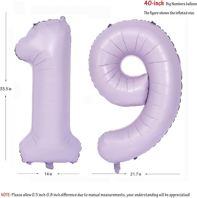 40 In Matte Purple Number Balloons Helium Foil Mylar Balloon Digital 19 | - Image 2