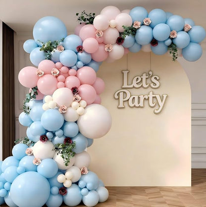 Pink and Blue Balloon Garland Arch Kit 143Pcs Pink White Blue Latex Balloons by Unknown