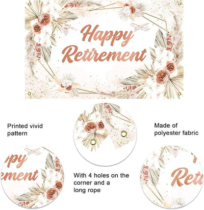 Mocsicka Happy Retirement Banner Backdrop Decorations - Image 5
