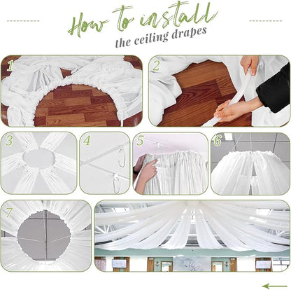 6 Panels White Ceiling Drapes for Wedding Ceiling Drapes 5ftx20ft Wedding Arch - Image 7