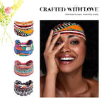 Head Bands for Women's Hair - Non-Slip Wide Yoga Head Wrap, 4 Pack African Print Workout Turban for Natural Hair, Braids, Dreadlocks & Protective Styles