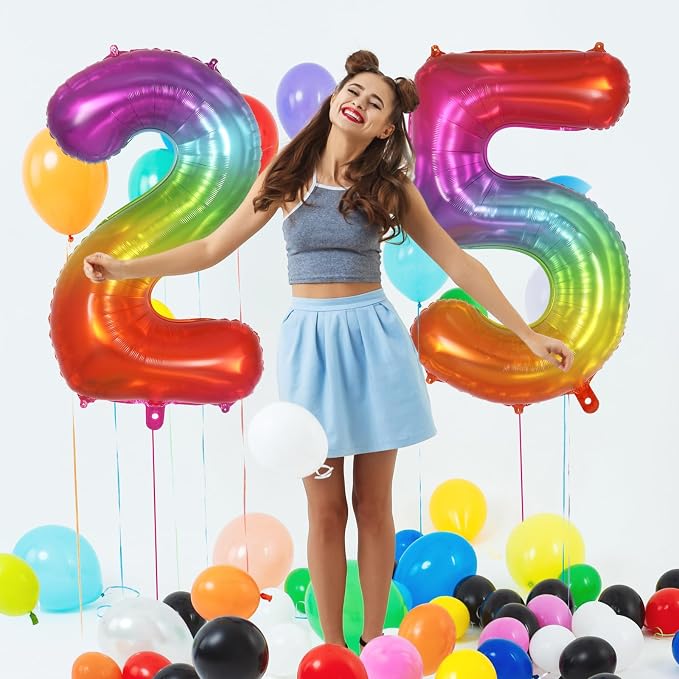 Rainbow Number 5 Balloon 40 Inch, Big Large Foil Number Balloons, Gradient - Image 5
