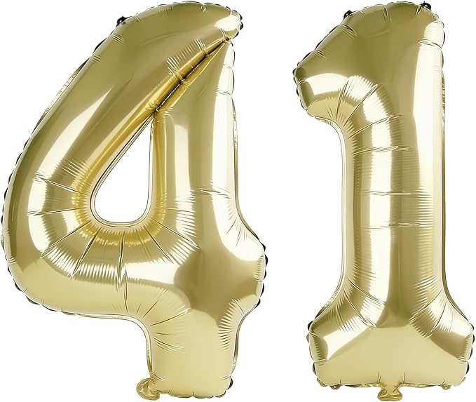 40 Inch Number 41 Balloons for 41st Birthday Party Decorations, 0-100 Champagne by FOBELEC