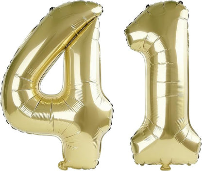 40 Inch Number 41 Balloons for 41st Birthday Party Decorations, 0-100 Champagne by FOBELEC