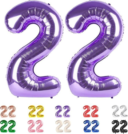 22 Balloon Numbers 40Inch for 12 22th Year Old Birthday Decorations, Inflation by Mluchee