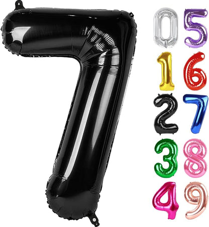Black Number 7 Balloon 40 Inch, 7th Birthday Party Decorations Men Women | Foil by IWERP