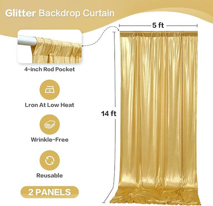 gogoparti 10x14FT Gold Sequin Backdrop Curtain - Image 6