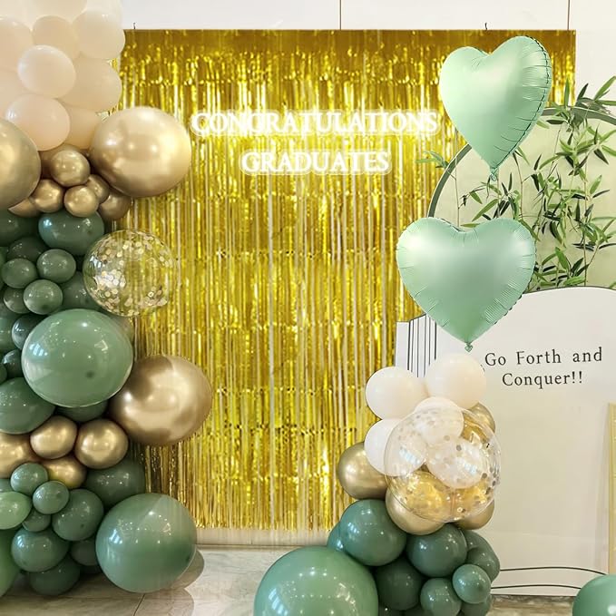 Sage Green Gold White Balloons Arch Kit - Image 5