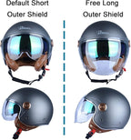 Open Face Motorcycle Helmet for Adults, DOT Approved,3/4 Retro Vespa Helmet, Dual Visors Men's and Women's Motorbike Casco for Moped Cruiser Bobber and Chopper