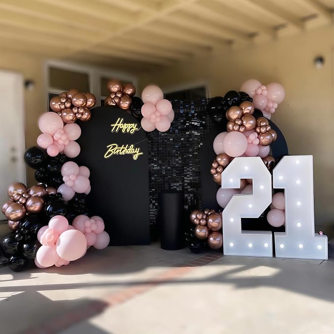 Rose Gold and Black Balloons for Bridal Shower Women Birthday Decorations | - Image 7