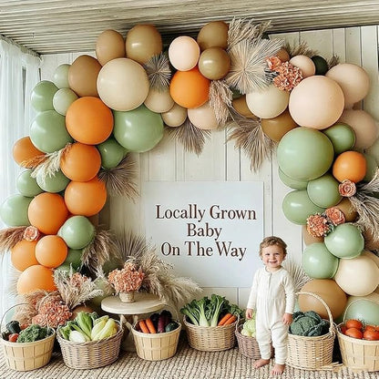 Dusty Green Orange Balloon Garland Double Stuffed Blush Brown Nude Balloon Arch - Image 5