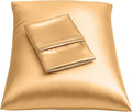 BLISSFORD Satin Pillowcase with Zipper, for Hair and Skin Care, Feels Soft and Cool Like a Silk Pillowcase, Gold Satin Pillow Cases 2 Pack, Slik Pillow Cover, Standard Size - Set of 2