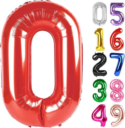 Red Number 0 Balloon 40 Inch, 0th Birthday Party Decorations Men Women | Foil by IWERP