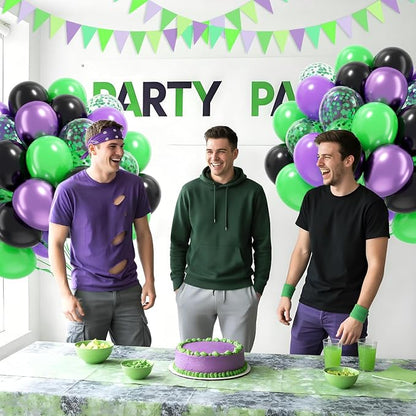 60pcs Green Purple and Black Balloons 12inch - Image 5