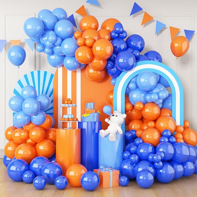 Blue and Orange Balloons Garland Arch Kit by Jobkoo