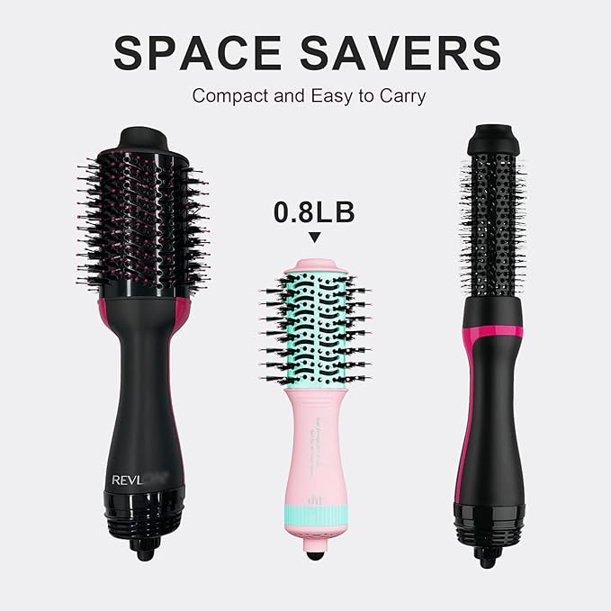 Dual Voltage Travel Dryer Styler in One, 2 Inch Oval Jet Brush for Worldwide Use, 110-240V European Hair Dryer & Volumizer with Universal Adapter