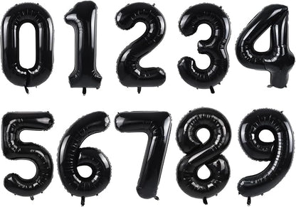 TONIFUL Number Balloons 16 Inch Black 0-9 Number Mylar Foil Balloons 10 Pcs by TONIFUL
