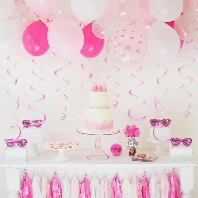 24 PCS Pink Hanging Swirl, Sparkle Ceiling Hanging Decorations, Plastic - Image 3