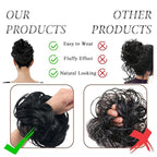 Large Messy Bun Hair Piece Curly Synthetic Extensions Scrunchies Fake Chignon Updo Hairpieces for Women Jet Black