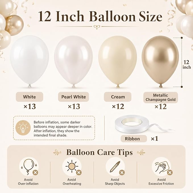 Beige White Pearl Balloons - Image 4