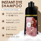 Hair Dye Shampoo, 3 in 1 Gray Hair Coverage, One-Step Wash-In Hair Dye, Shampoos for Color Treated Hair, Semi Permanent Hair Color Shampoo for Women & Men, 13.6 fl. oz, Orange-Red