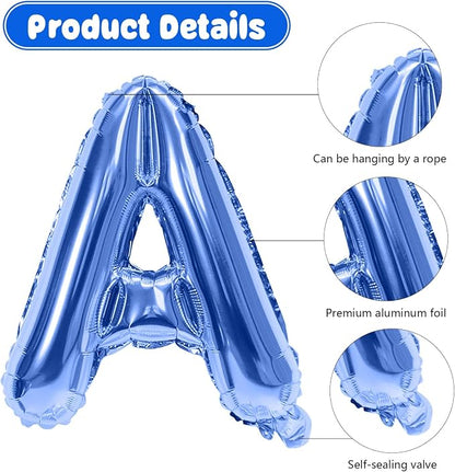 29PC Blue Happy Birthday Balloon Banner, 16 Inch 3D Aluminum Letter Banner Sign - Image 8