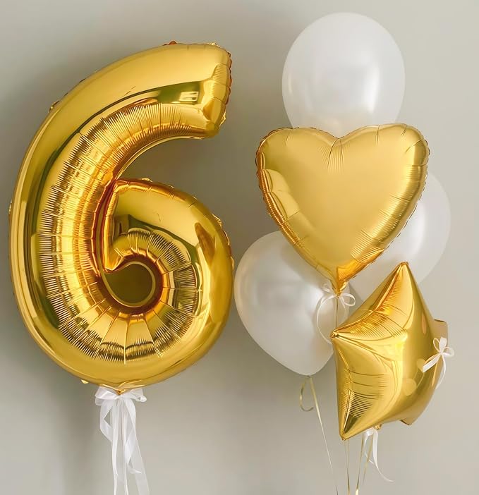 Gold 5 Balloon Number, 40 Inch Number 5 Balloon Large Gold 5 Foil Mylar Helium - Image 3