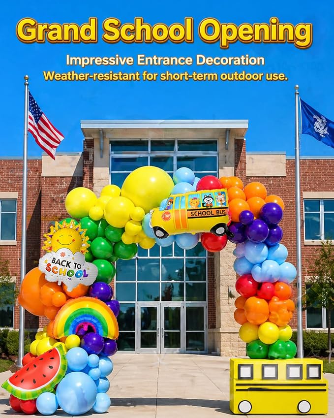 Back to School Balloon Arch Kit, Rainbow Balloons and Watermelon Balloons - Image 7