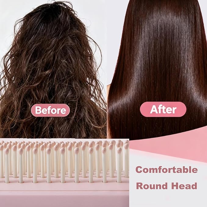 Retractable Cushion Massage Comb for Wet & Dry Hair, Anti-Static Self Cleaning Hair Brush for All Hair Types, Soft Bristles, Easy Eliminates Knots, Detangling Hairbrush for Women Men (White)