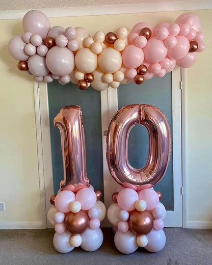 Rose Gold 10 Number Balloons, 40 Inch Giant Number 10 Balloons Foil Mylar - Image 4