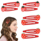 8PCS Strawberry Hair Clips, Metal Snap Hair Clips for Women Girls, Cute Hairs Barrettes Cute Strawberry Hairs Accessories for Girls Toddlers Kids and Teens Gifts Red