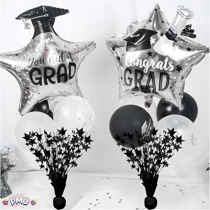 PMU 6 Pack Bursting Star Metallic Foil Spray Centerpiece- Metallic Black - Image 2