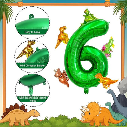 LilyZheng Large Dinosaur Balloon Number 6, 40 Inch Dark Green Foil Balloon - Image 3