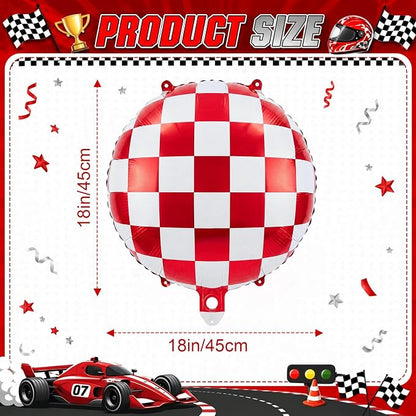 Gejoy 12 Pcs Checkered Foil Balloons Red White Gingham Plaid 18 Inch | - Image 2
