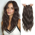 MORICHY Hair Toppers for Women Clip in Hair Topper with Bangs 20inch Coffee Brown Long Wavy Curly Synthetic HairPieces for Women