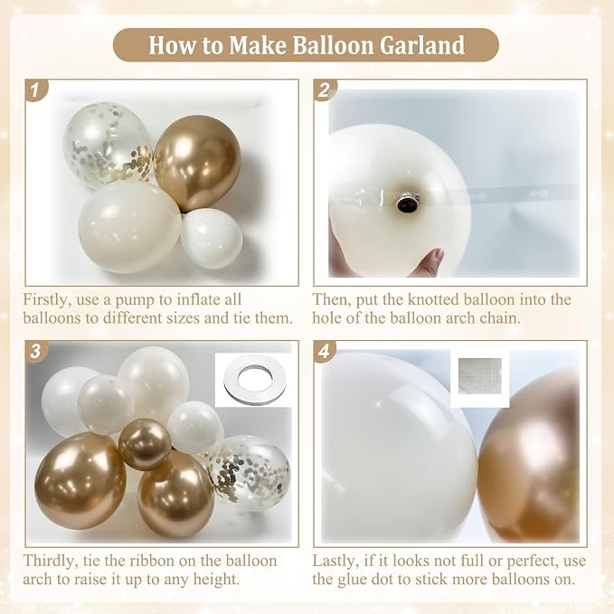 White Sand Champagne Gold Balloon Arch Kit - Image 4
