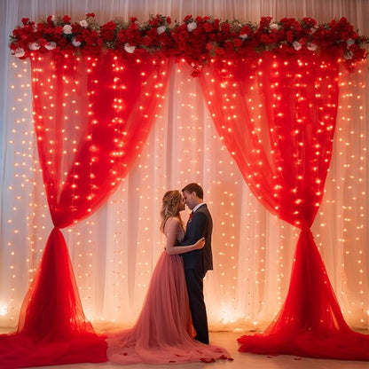 10x10ft Red Tulle Backdrop Curtain - Image 8
