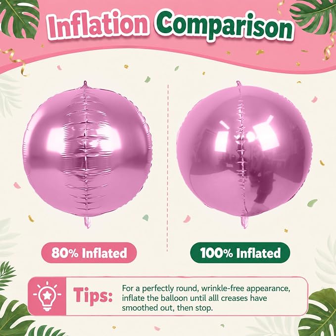 12Pcs Green and Pink Round Balloons Foil, Big Pink Metallic Balloons - Image 3