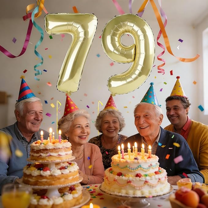 40 Inch Number 79 Balloons for 79th Birthday Party Decorations, 0-100 Champagne - Image 2