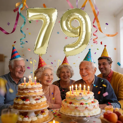 40 Inch Number 79 Balloons for 79th Birthday Party Decorations, 0-100 Champagne - Image 2