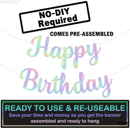 KatchOn Iridescent Happy Birthday Banner 10 Feet Pre-Strung | Happy Birthday - Image 4