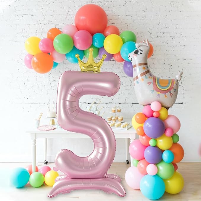 Crown Pink Number 5 Balloon - Image 4
